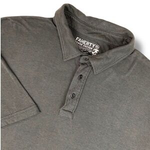 FAHERTY 'Cloud Cotton' Mens Polo Shirt XL Dark Gray Stretch Solid Modern Peru SS